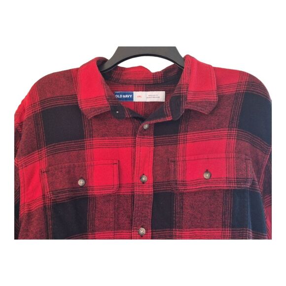 Old Navy Double-Brushed Flannel Shirt 100% Cotton Red Buffalo Check Men's XXL 2X - Picture 4 of 12